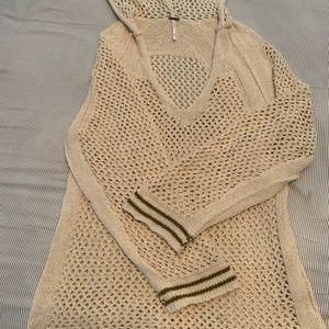 Free people open weave hoodie